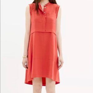 Madewell Silk Sleeveless Oversized Loose Half Button Up Dress w/ POCKETS